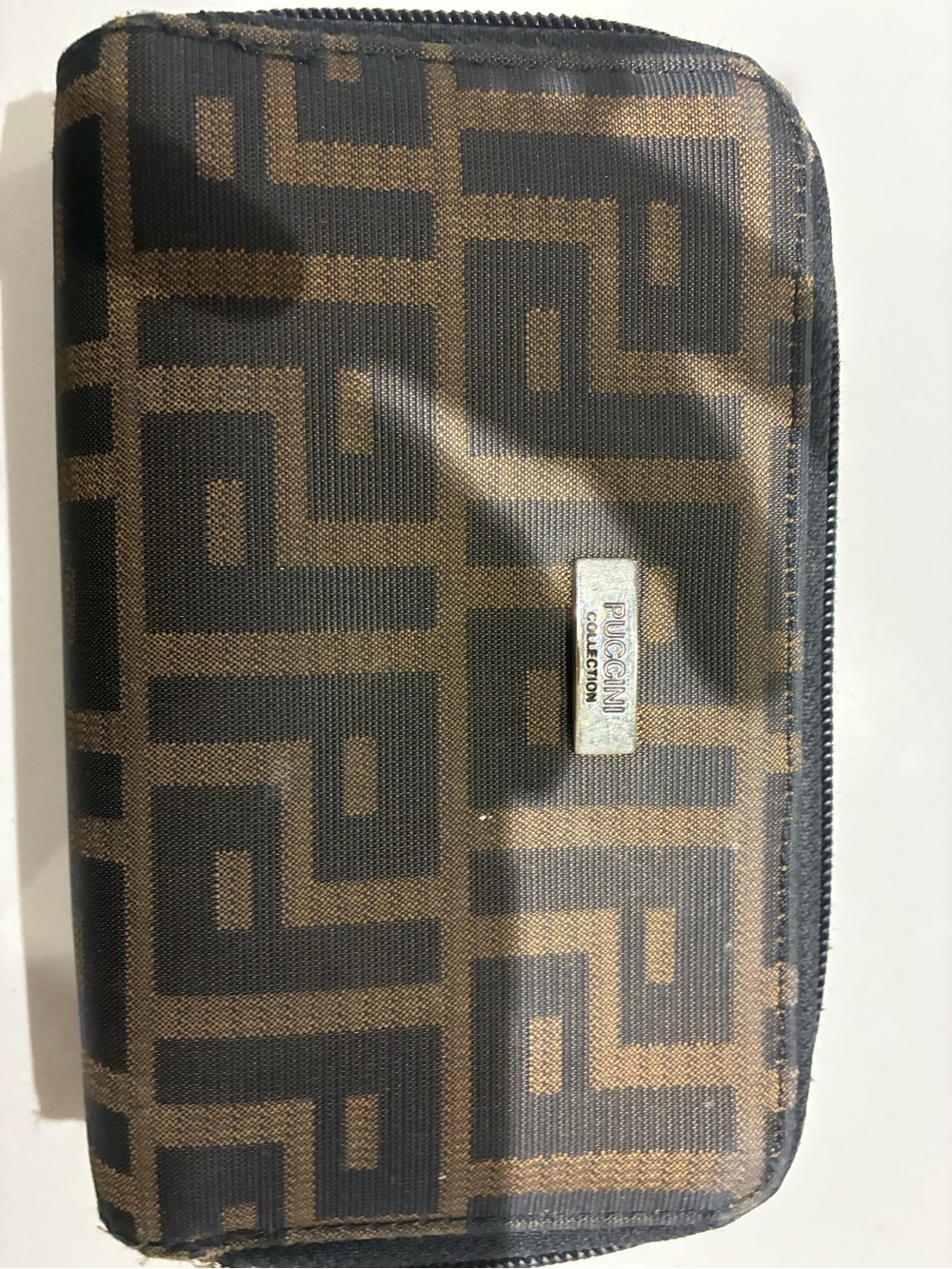 Puccini Brown Geometric Zip Wallet -